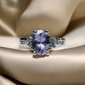 14k Gold -Natural Tanzanite Diamond Ring -Size 4.25- 1 Carat T.W. Oval Cut -3g